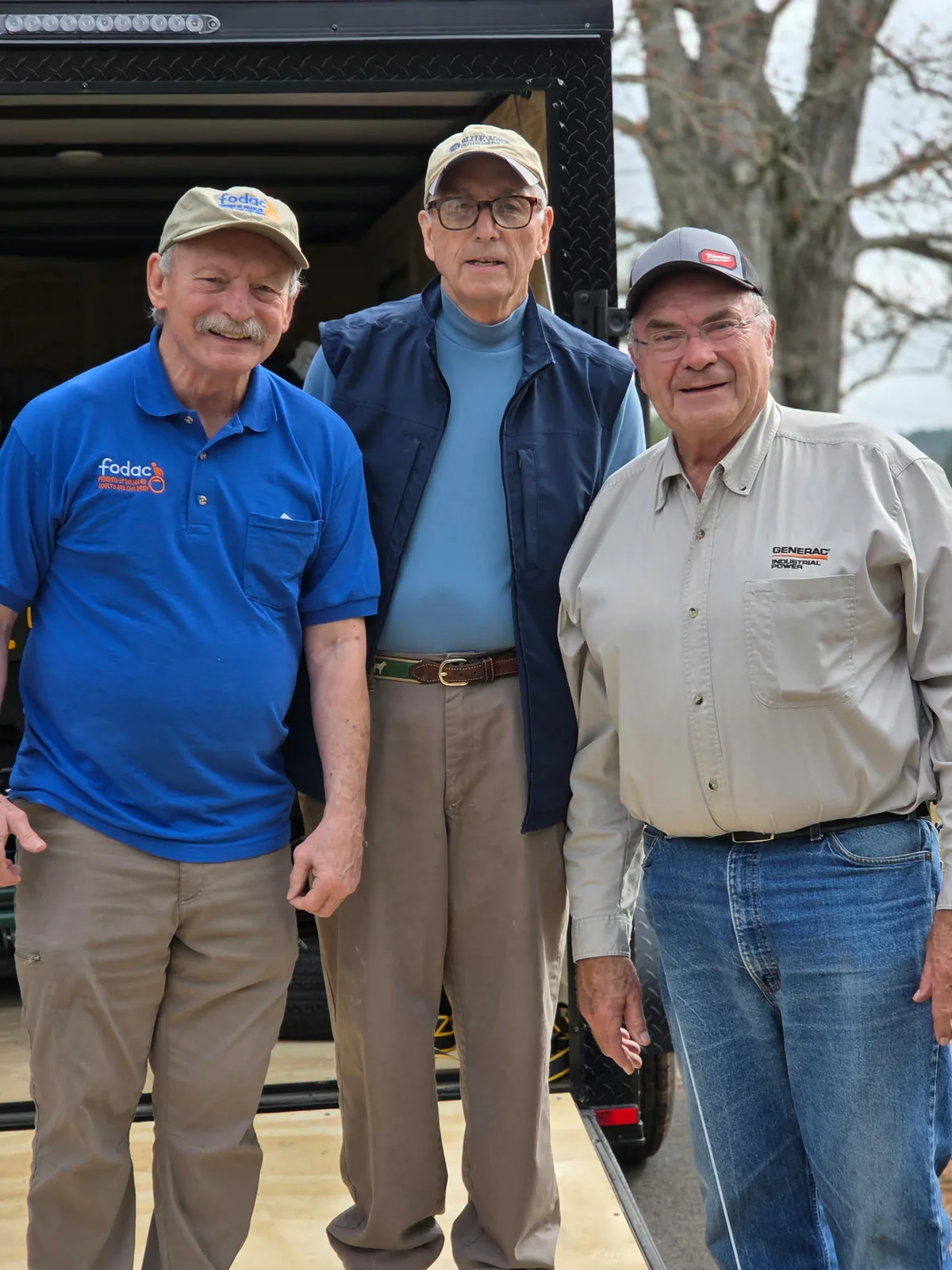 Barry Satterfield with Mr. Long and Mr. Young from First Baptist Church during a medical equipment pickup